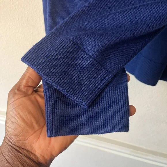 Nordstrom Men's Merino Wool  Blue Crew Neck Pullover Sweater XL Preppy Luxury - Picture 9 of 11